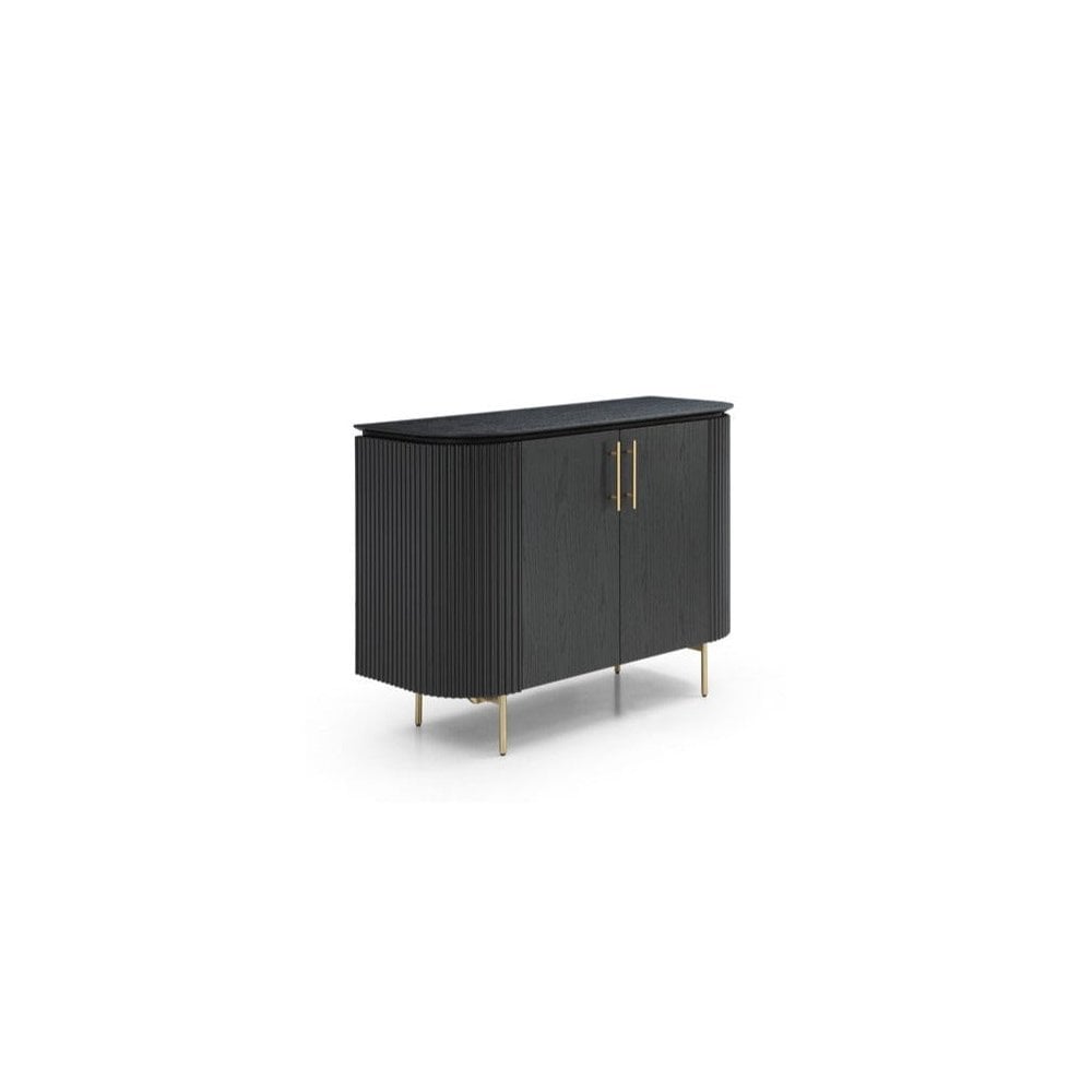 Lantine Black Oak & Brass 2 Door Cabinet by Tommy Franks