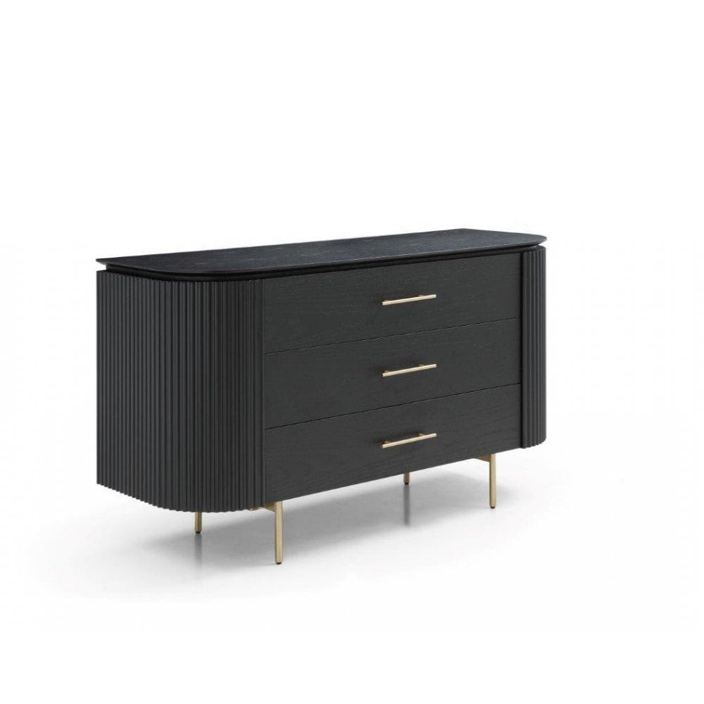 Lantine Black Oak & Brass Chest of Drawers by Tommy Franks