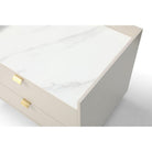 Saviour White Marble & Beige Bedside Table by Tommy Franks