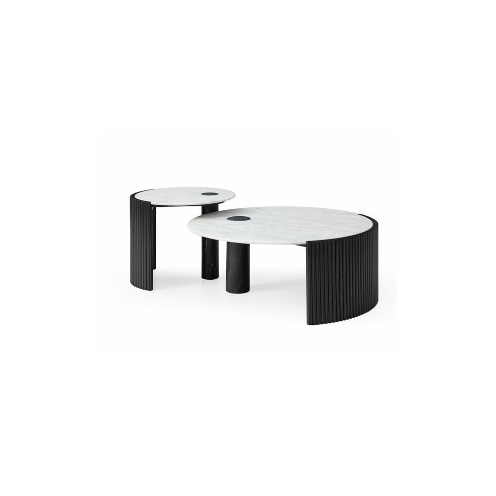 Salida Coffee Table Black & Matt Bianco Carrara Marble Top by Tommy Franks