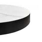 Coin Coffee Table White Marble Top & Dark Wood & Metal Base - Outlet by Tommy Franks