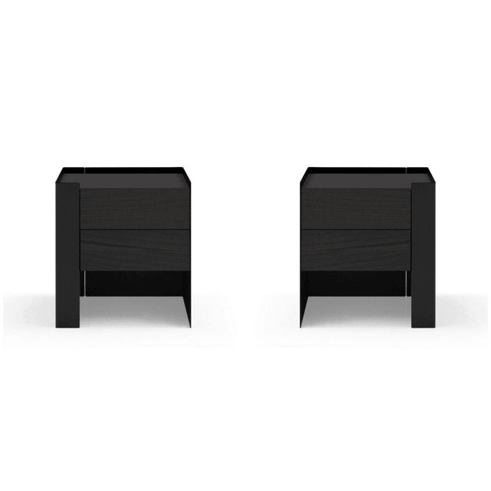 Tunica Pair Of Black Oak Bedside Tables by Tommy Franks
