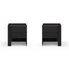 Tunica Pair Of Black Oak Bedside Tables by Tommy Franks