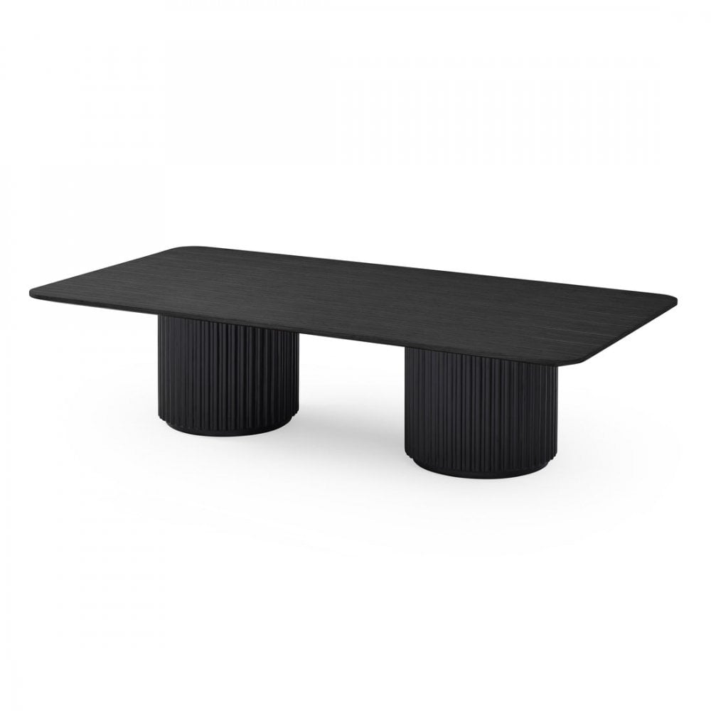 Lantine Black Oak & Lacquer Double Pedestal Coffee Table by Tommy Franks