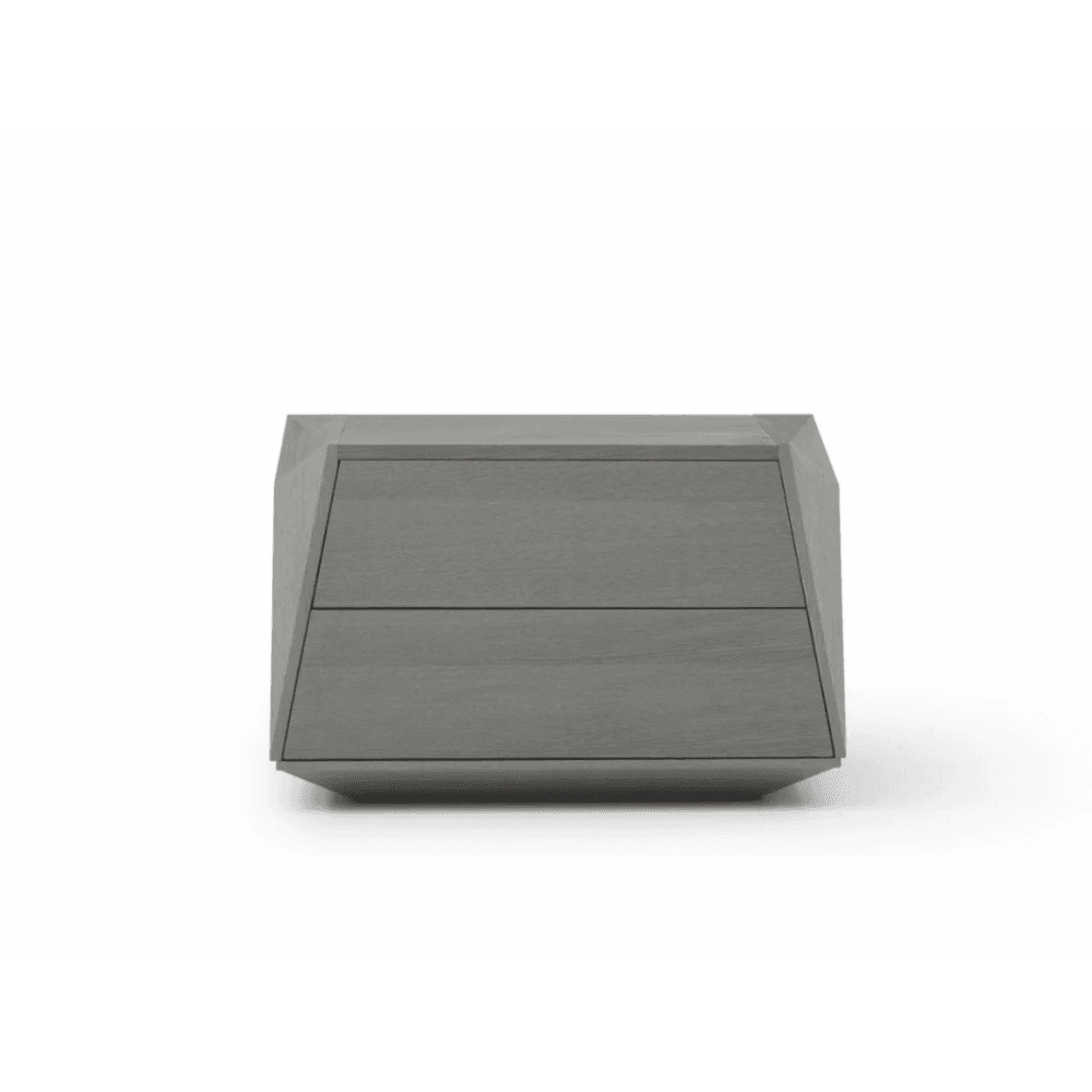 Madon Bedside Table Dark Grey Oak Wood 2 Drawer by Tommy Franks