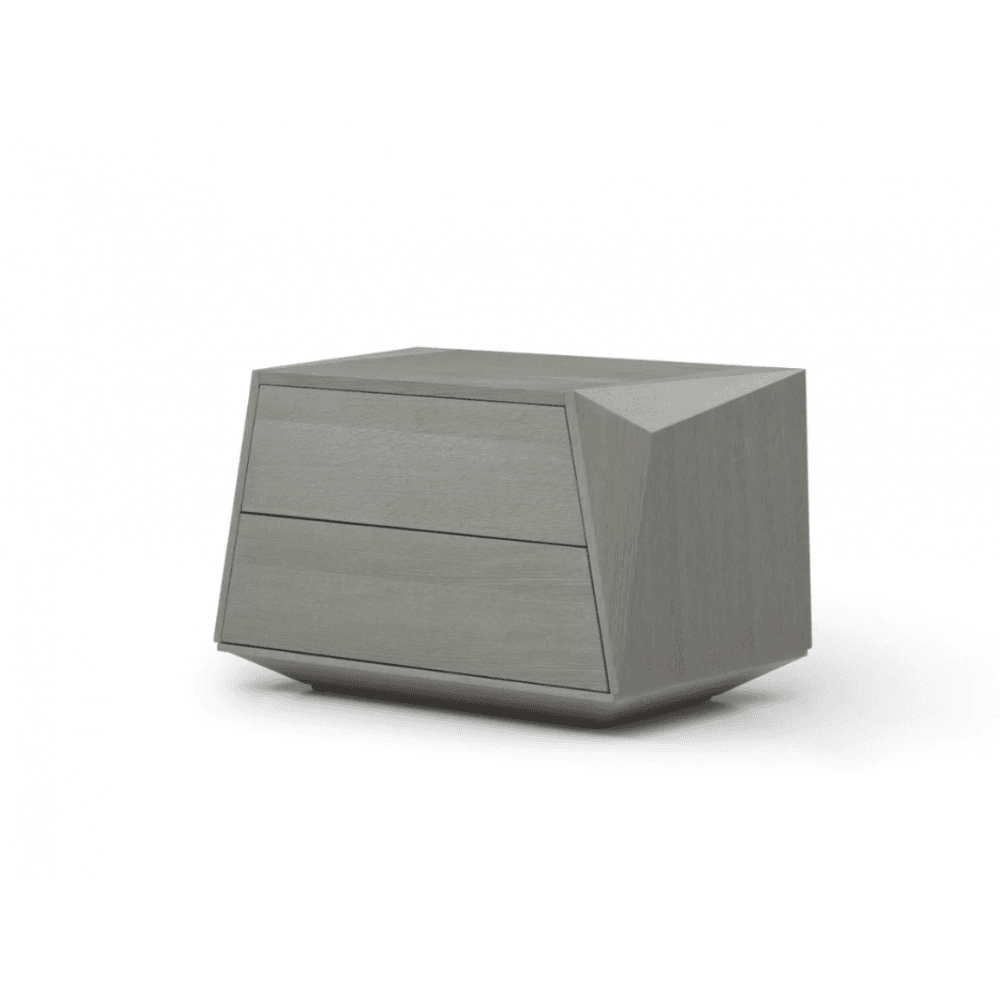 Madon Bedside Table Dark Grey Oak Wood 2 Drawer by Tommy Franks