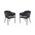 Aidan Armchairs Giselle Ebony Fabric & Black Steel Legs Set of 2 by Tommy Franks