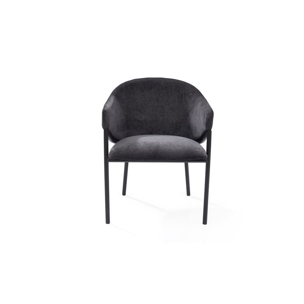 Aidan Armchairs Giselle Ebony Fabric & Black Steel Legs Set of 2 by Tommy Franks