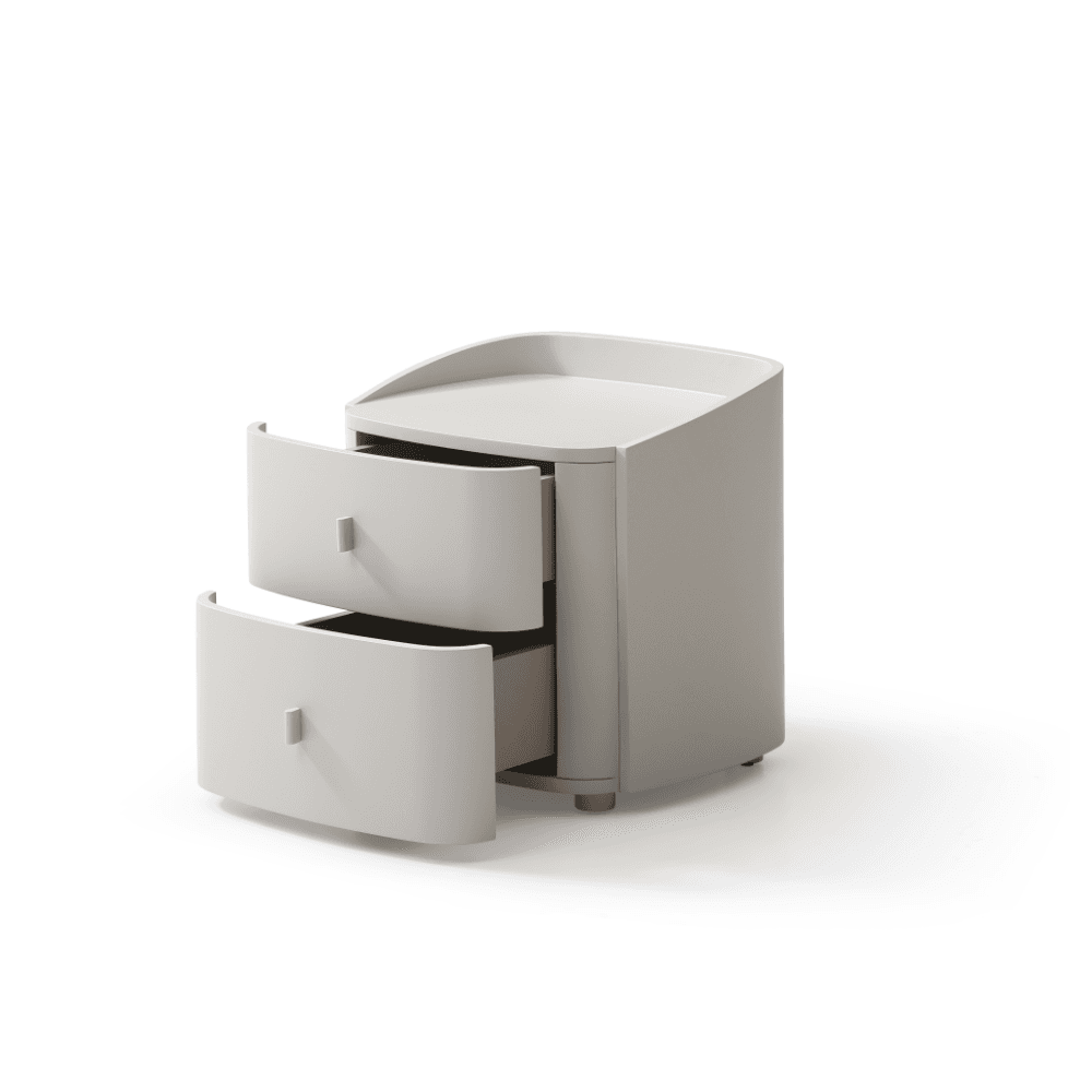 Vertu Matte Beige Bedside Table by Tommy Franks