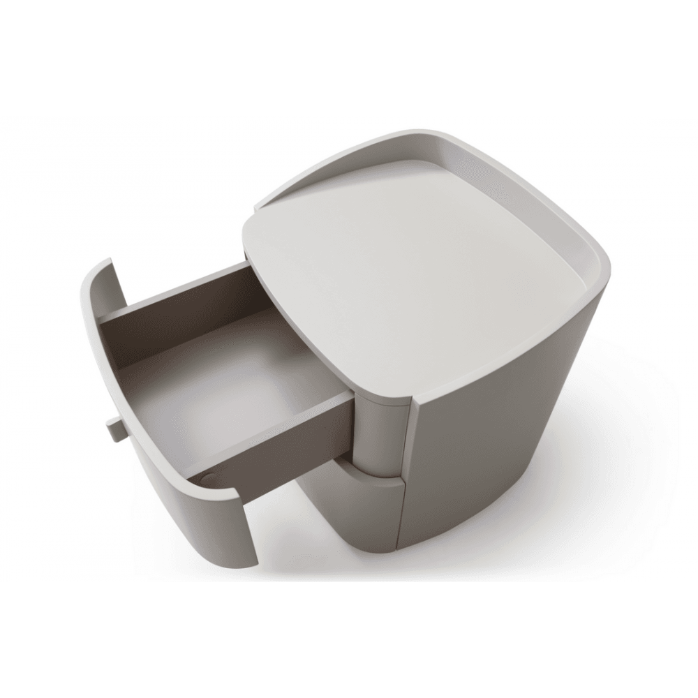 Vertu Matte Beige Bedside Table by Tommy Franks