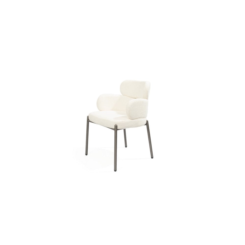 Dream White Bouclé Dining Chair by Tommy Franks