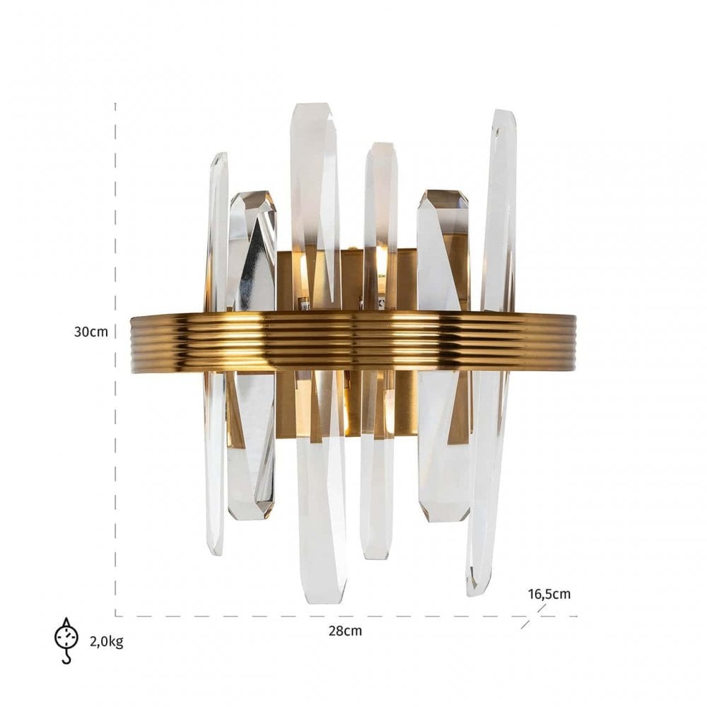 Brigh Gold Wall Light with Crystal by Richmond Interiors