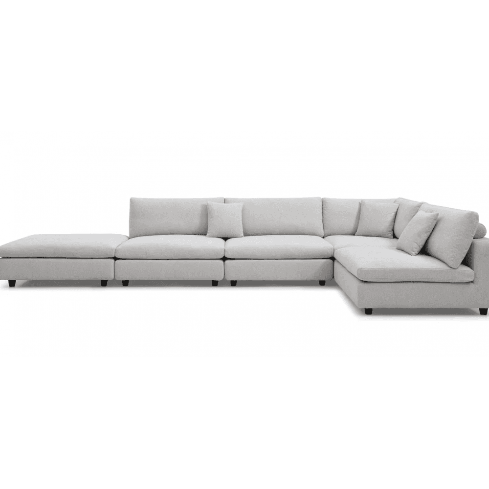 Blanco 5 Piece Avery Velour Cream Modular Sofa by Tommy Franks