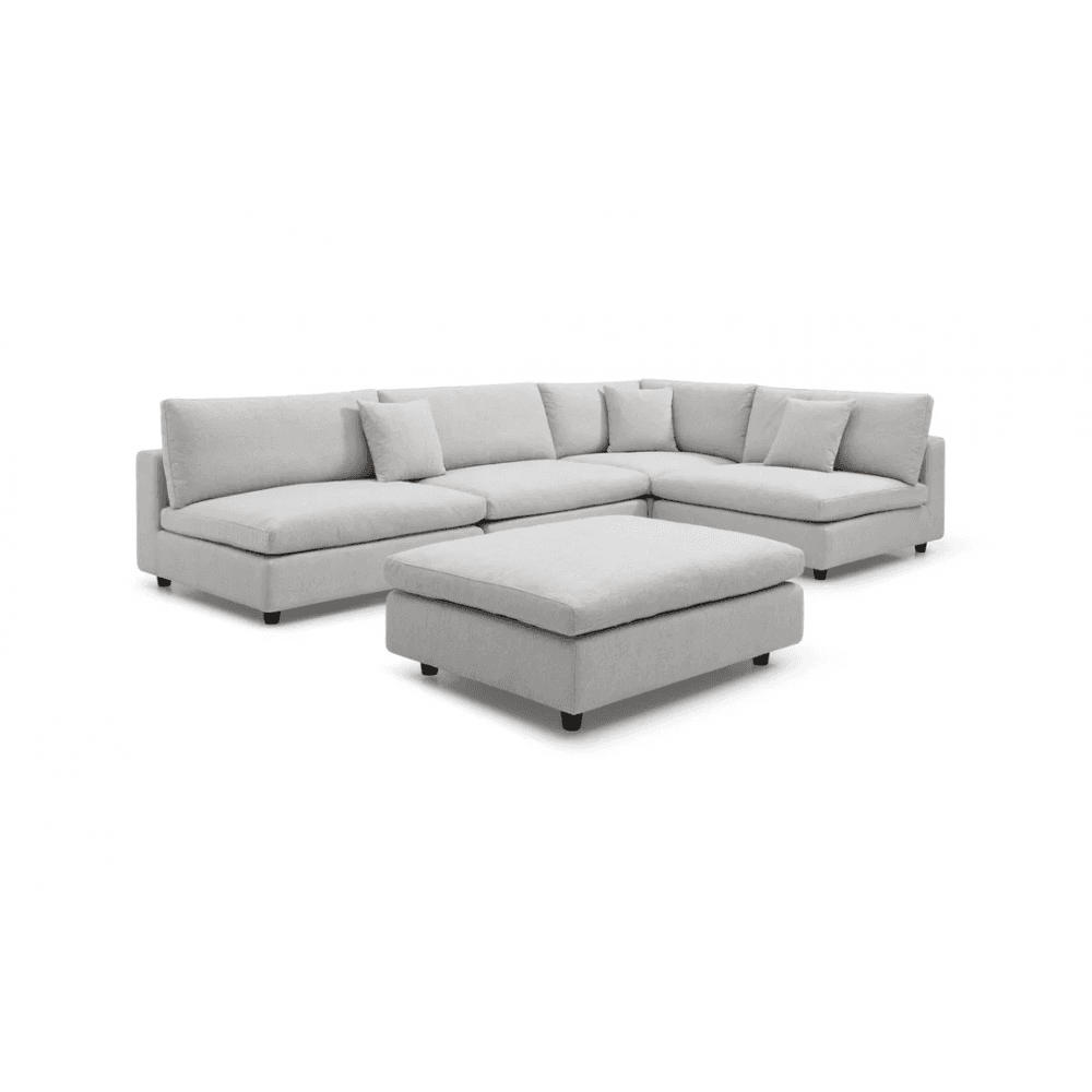 Blanco 5 Piece Avery Velour Cream Modular Sofa by Tommy Franks