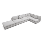 Blanco 5 Piece Avery Velour Cream Modular Sofa by Tommy Franks