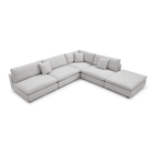 Blanco 5 Piece Avery Velour Cream Modular Sofa by Tommy Franks