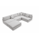 Blanco 5 Piece Avery Velour Cream Modular Sofa by Tommy Franks