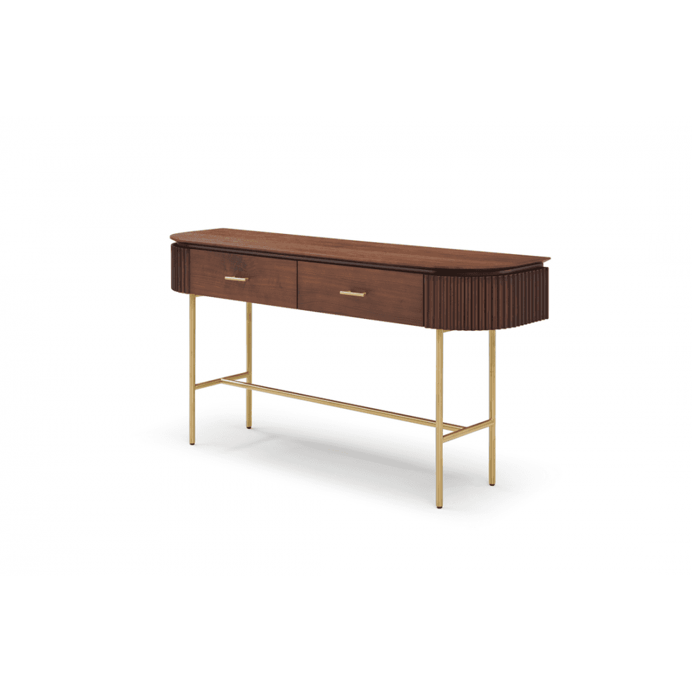 Lantine Walnut & Brass Console Table by Tommy Franks