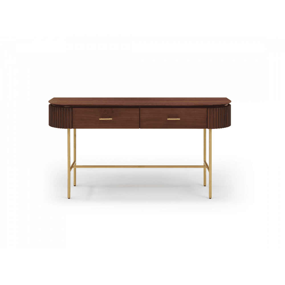 Lantine Walnut & Brass Console Table by Tommy Franks
