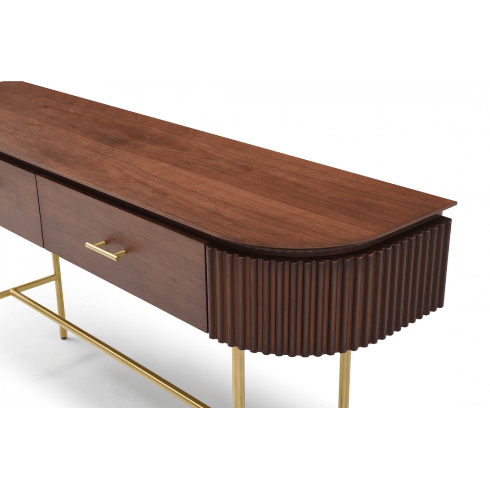 Lantine Walnut & Brass Console Table by Tommy Franks
