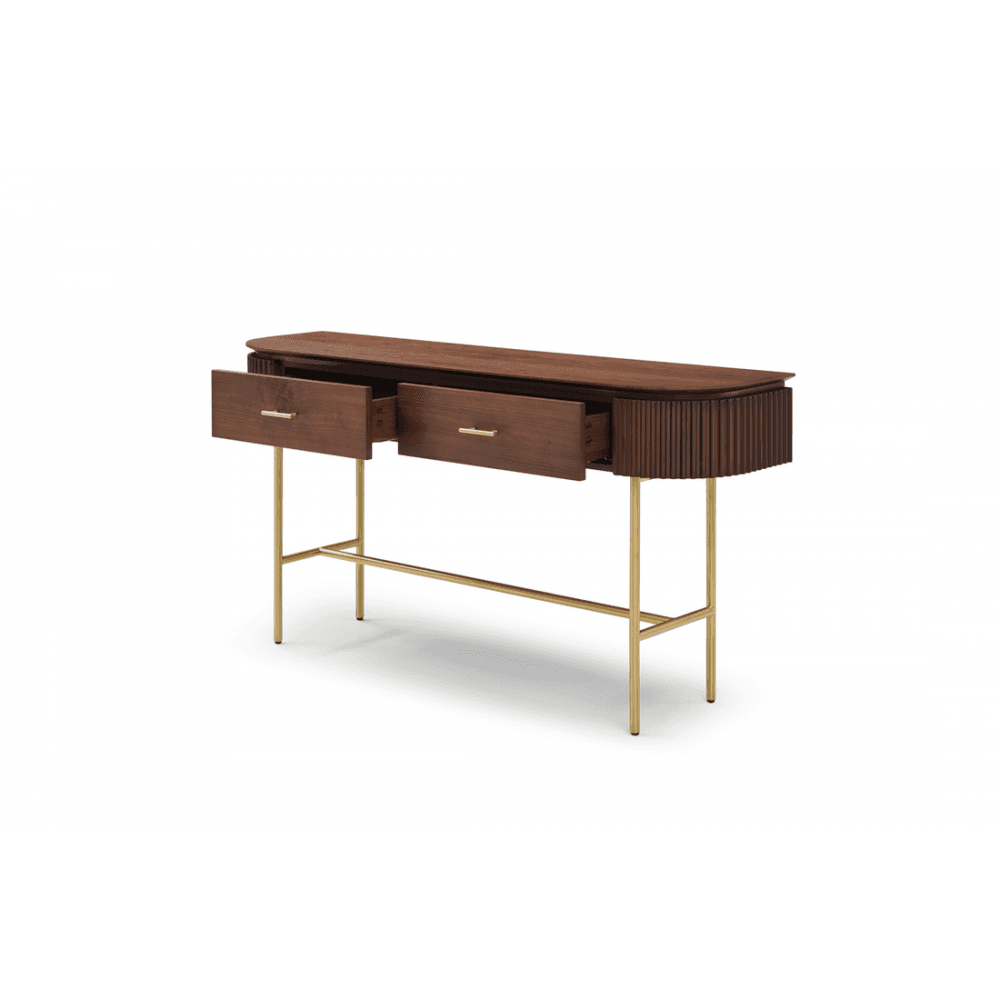 Lantine Walnut & Brass Console Table by Tommy Franks