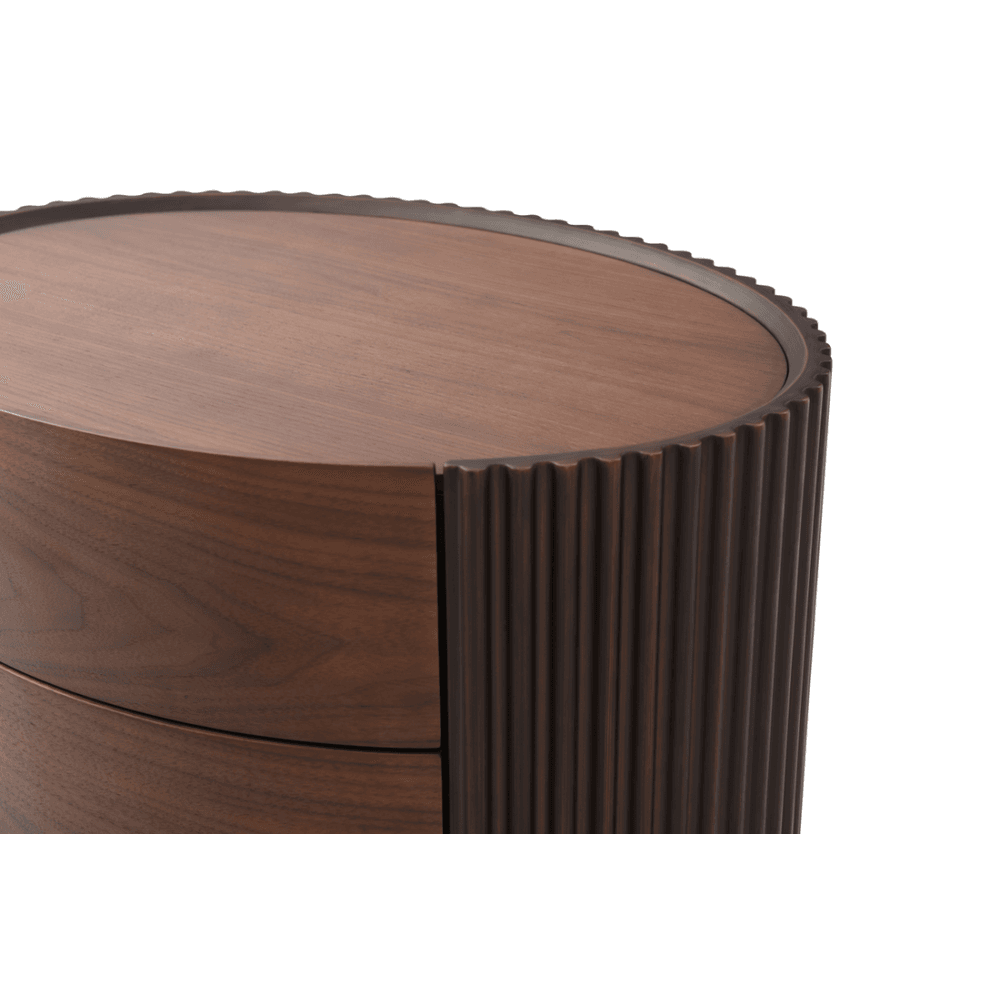 Lantine Bedside Table Walnut Wood & Brass Legs 2 Drawer by Tommy Franks