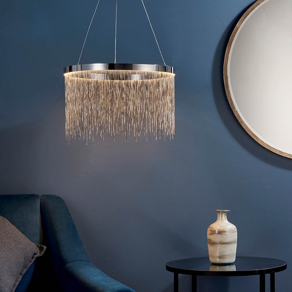 Zelma Polished Chrome LED Chain Pendant Light – Cp Lighting