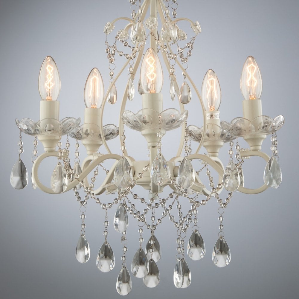 Shamley Matt White & Glass 5 Light Chandelier – Cp Lighting