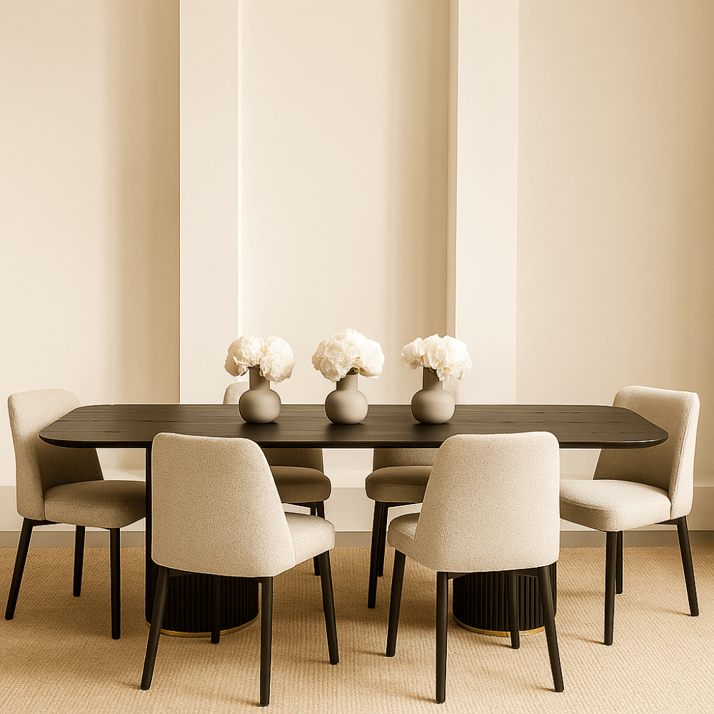 Lantine Black Oak & Brass Dining Table by Tommy Franks