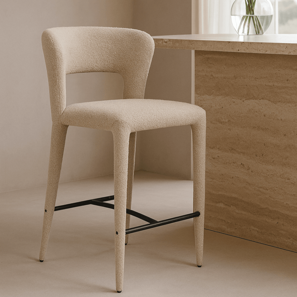 Pari Chex Bouclé Steam Bar Stool by Tommy Franks