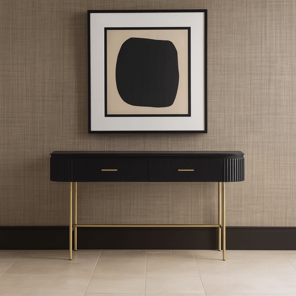 Lantine Matte Black Oak Console Table by Tommy Franks
