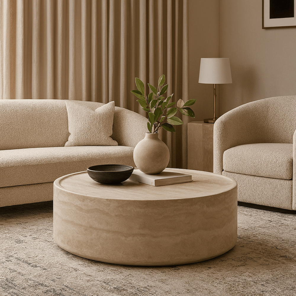 Ciladro Large Faux Travertine Coffee Table by Tommy Franks