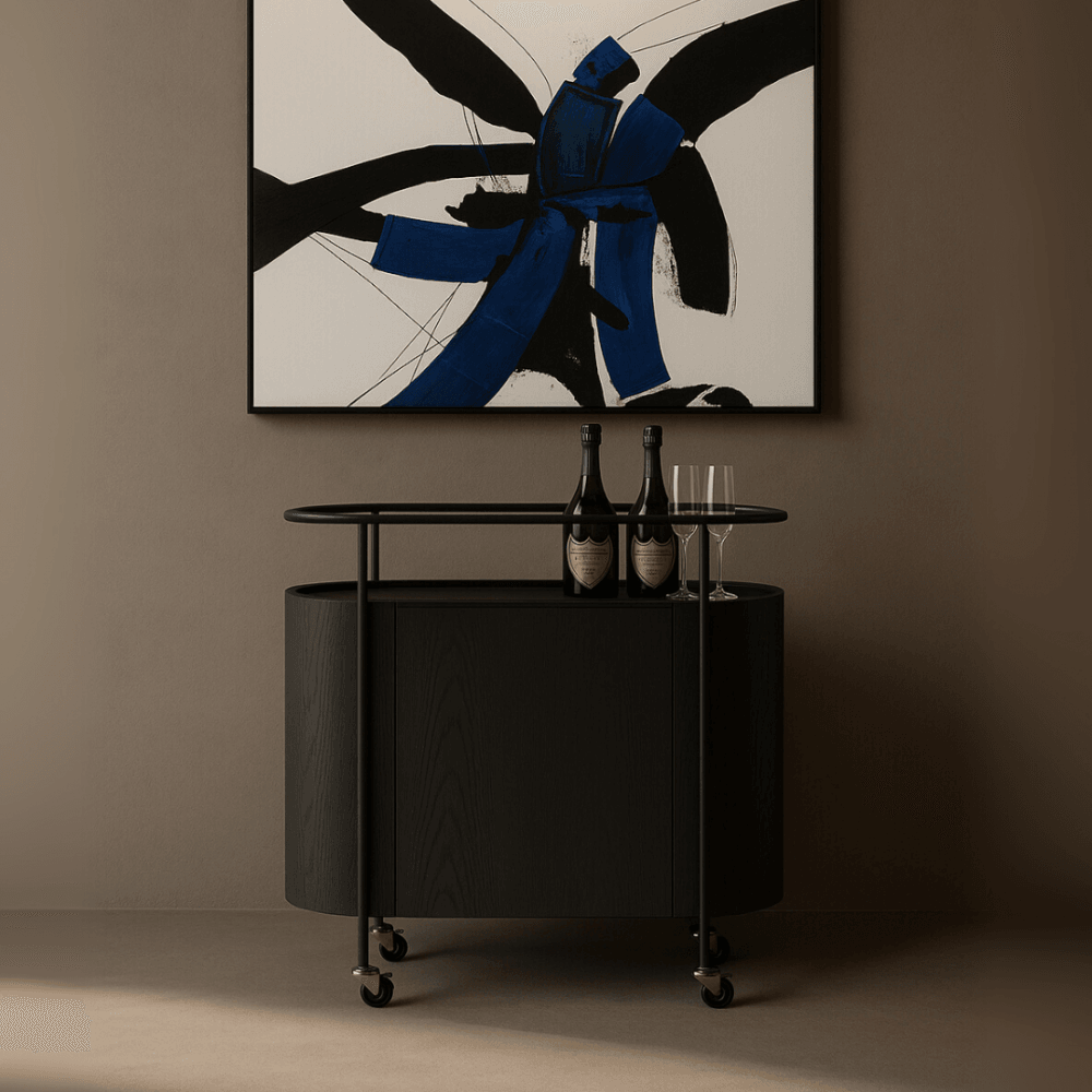 Capri Black Bar Cart by Tommy Franks