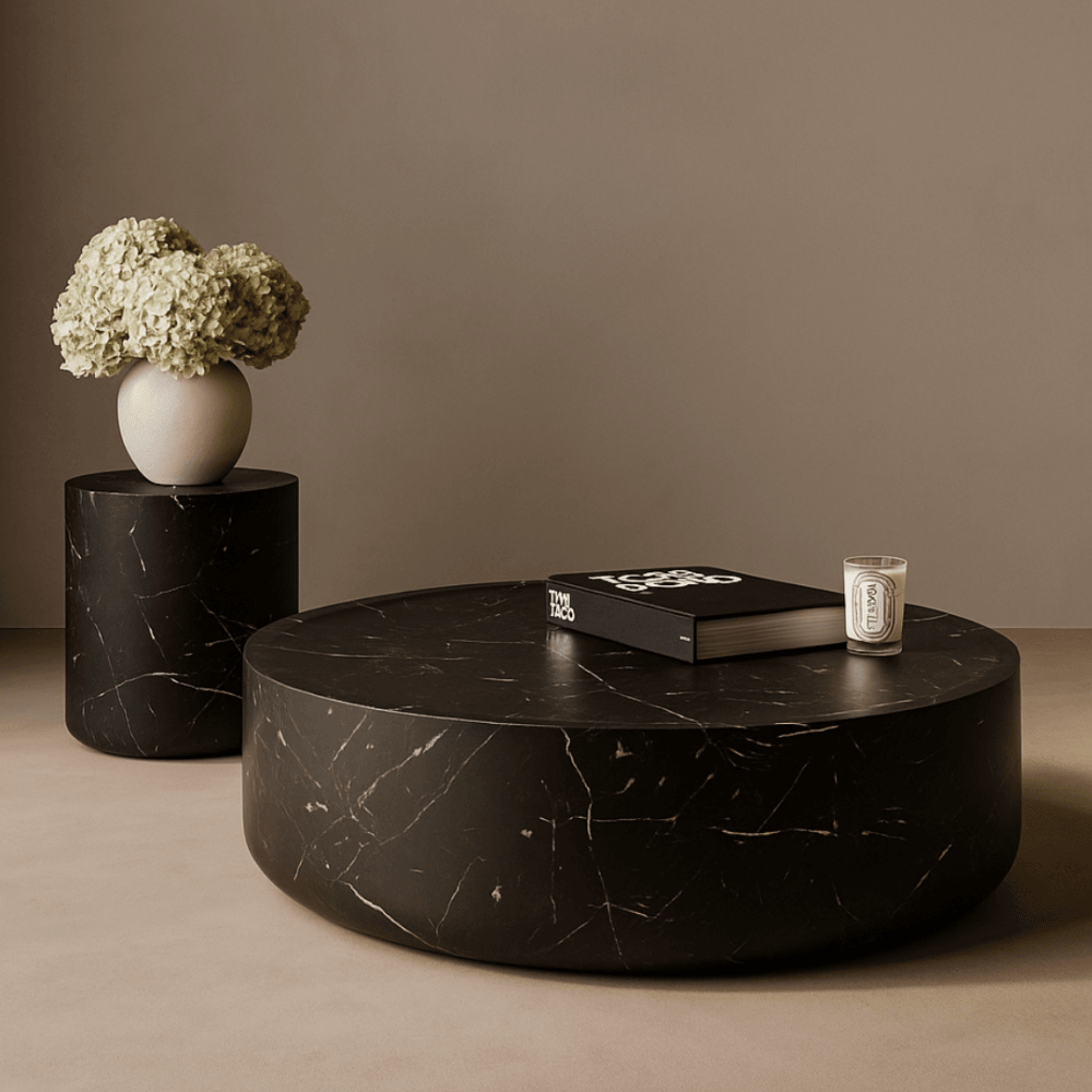 Ciladro Large Faux Black Marble Coffee Table by Tommy Franks