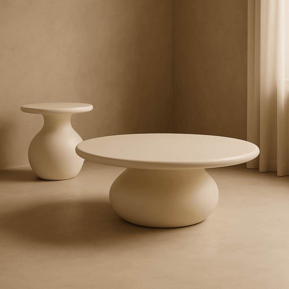 Rolo Coffee Table Matte Beige by Tommy Franks