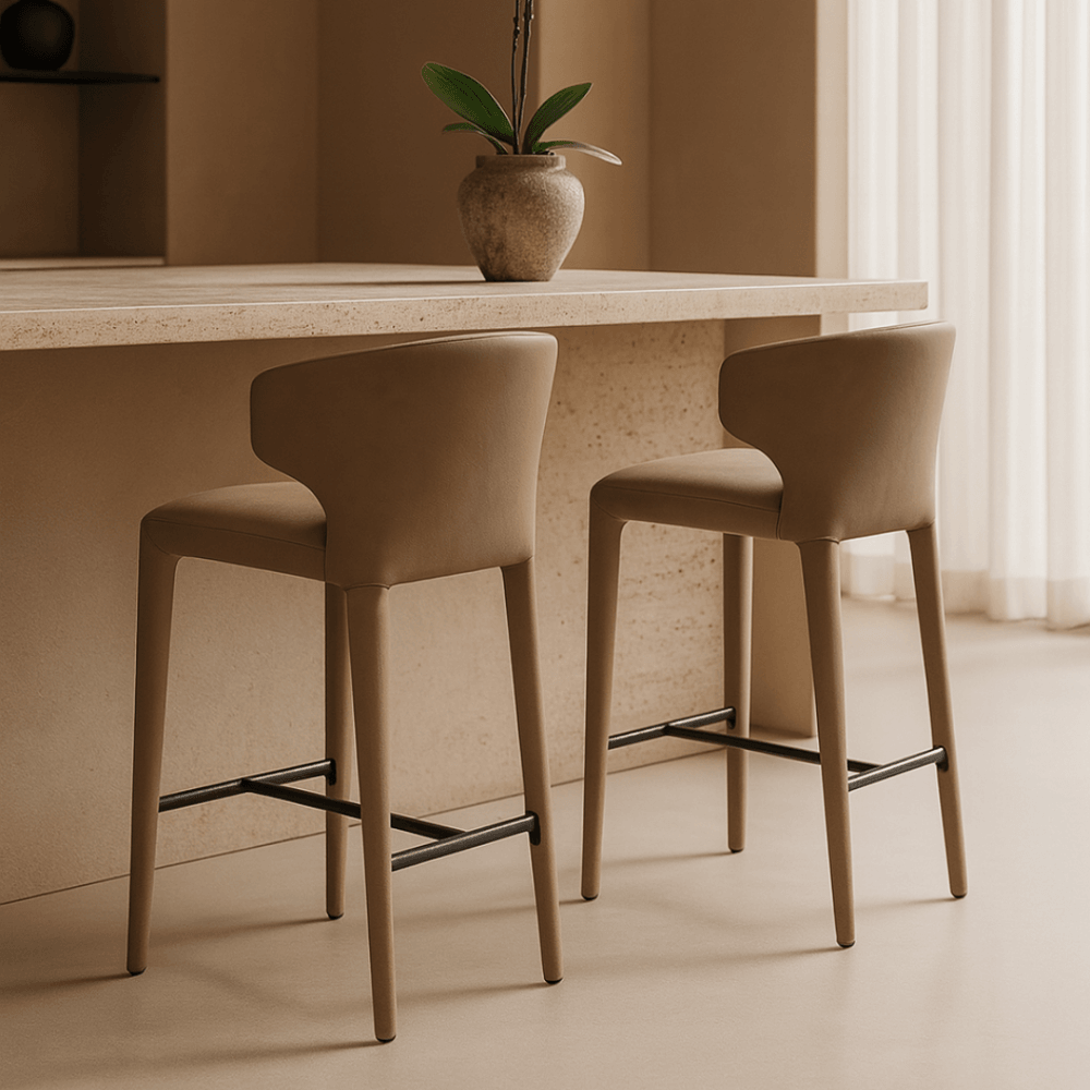 Vela Vintage Eco Pelle Cognac Counter Bar Stool by Tommy Franks