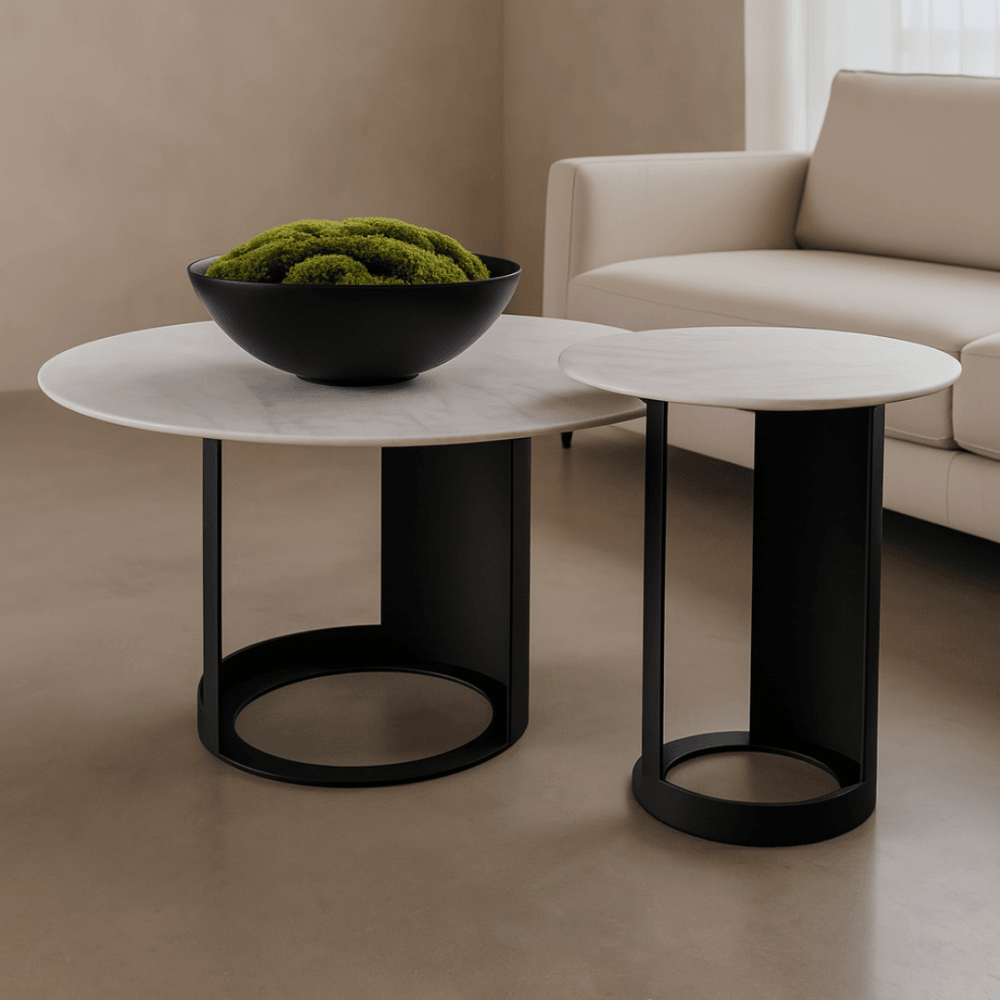 Alban Carrara White Side Table by Tommy Franks