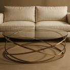 Bistro Gold Coffee Table with Glass Top by Tommy Franks