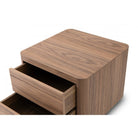 Coin Bedside Table Light Walnut Wood with Metal Base 2 Drawers by Tommy Franks