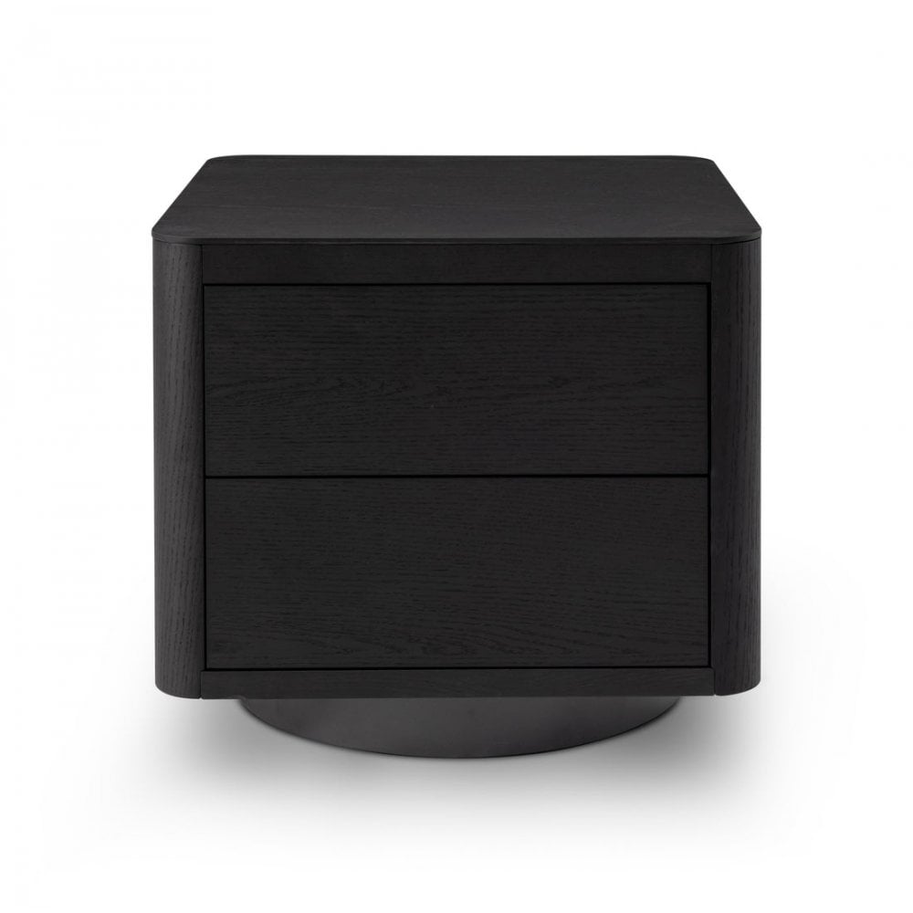 Coin Bedside Table Smoke Oak Wood & Metal Base by Tommy Franks