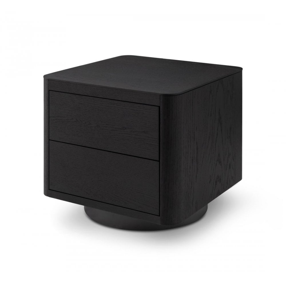 Coin Bedside Table Smoke Oak Wood & Metal Base by Tommy Franks