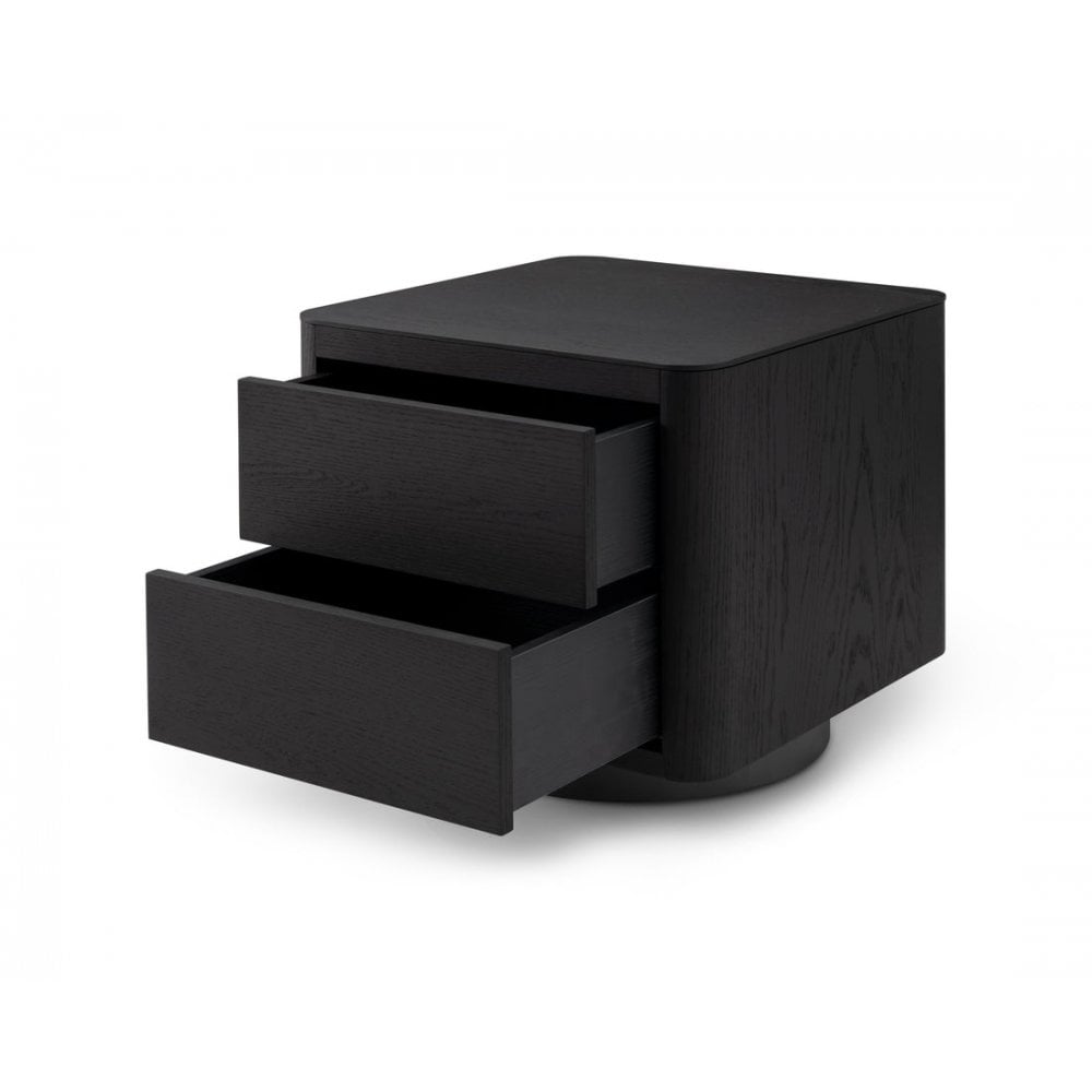 Coin Bedside Table Smoke Oak Wood & Metal Base by Tommy Franks
