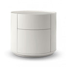 Ming Bedside Table Matte Beige Wood 2 Drawers by Tommy Franks