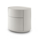 Ming Bedside Table Matte Beige Wood 2 Drawers by Tommy Franks