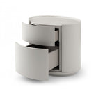 Ming Bedside Table Matte Beige Wood 2 Drawers by Tommy Franks
