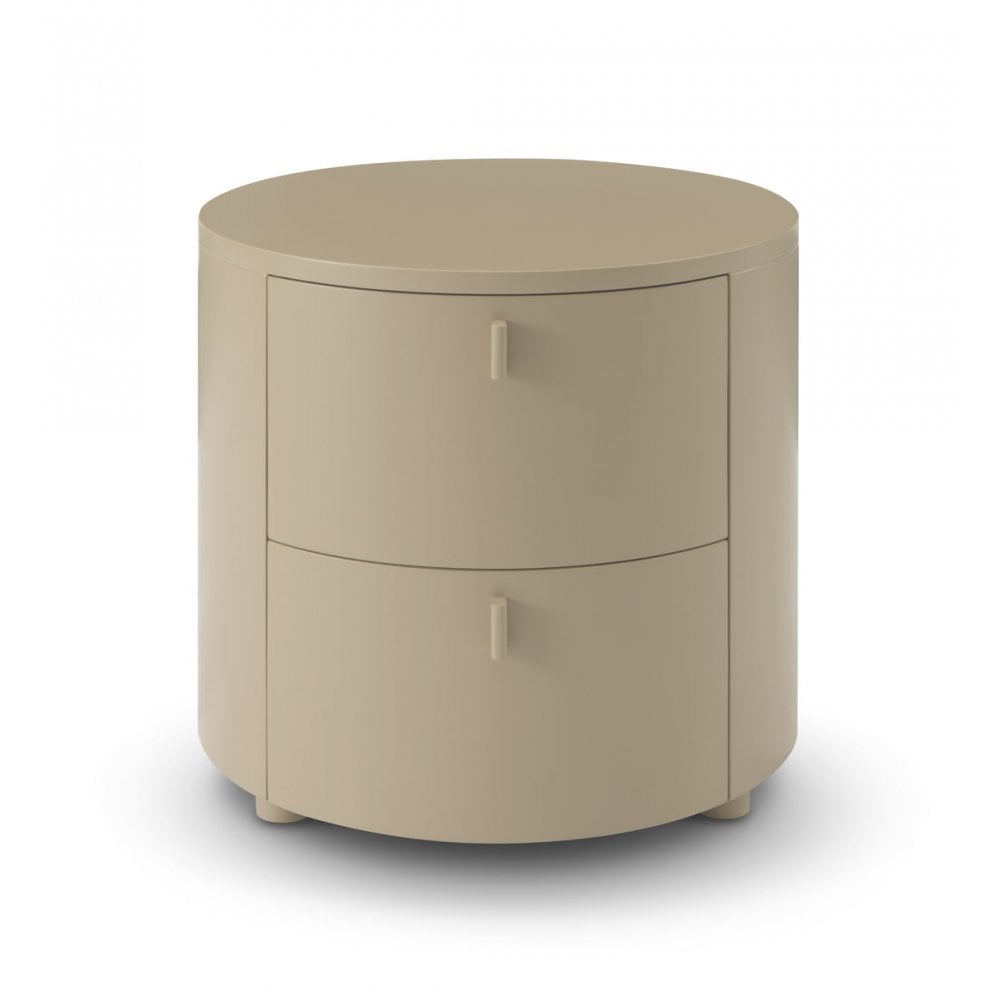 Sims Round Bedside Table Verde Green Wood 2 Drawers by Tommy Franks