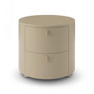 Sims Round Bedside Table Verde Green Wood 2 Drawers by Tommy Franks