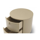Sims Round Bedside Table Verde Green Wood 2 Drawers by Tommy Franks