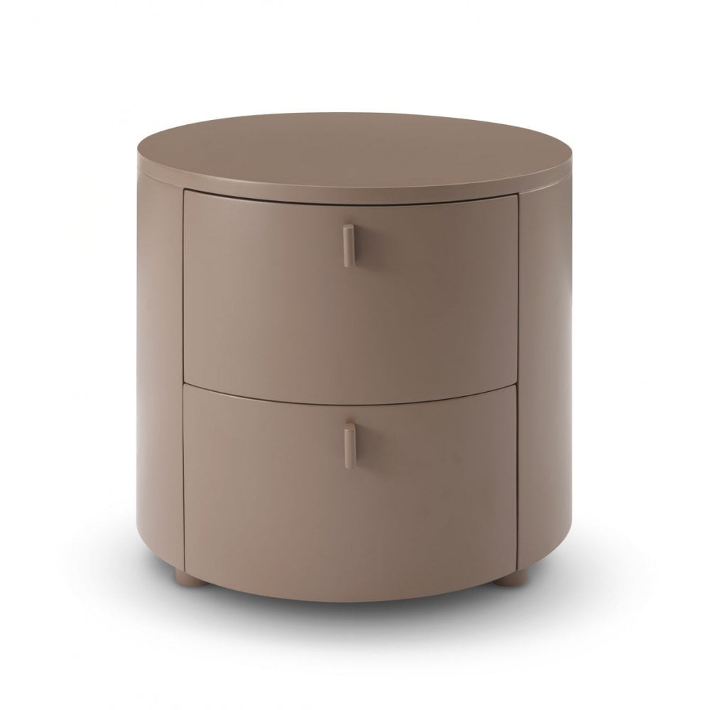 Sims Round Bedside Table Cocoa Wood 2 Drawer by Tommy Franks