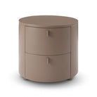 Sims Round Bedside Table Cocoa Wood 2 Drawer by Tommy Franks